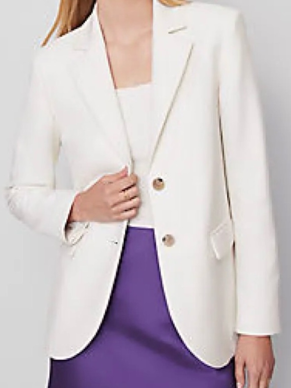 Ann Taylor Madison Winter White Single-Button Tailored Blazer 8P - Picture 2 of 8